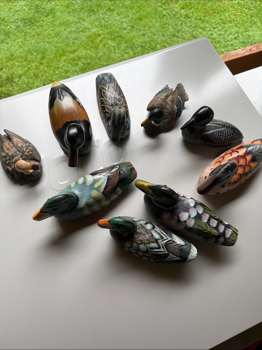 Hand-Painted Decorative Duck Figurines -  ceramic and woodAssorted Green & Brown